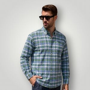 Vineyard Vines Madras Plaid Shirt 4XB Big Tall Green Blue Cotton Linen Coastal